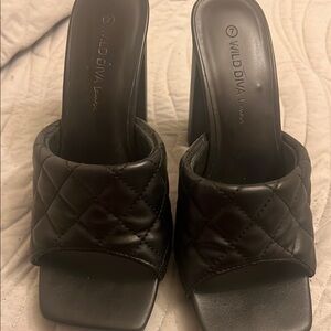 Wild Diva Black Quilted Women's Heels